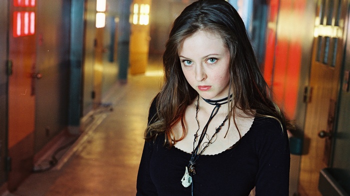 Katharine Isabelle with blue eyes