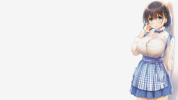 Ai-chan (Getsuyoubi no Tawawa), Getsuyoubi no Tawawa, blue dress, anime girls, white  background, green  eyes