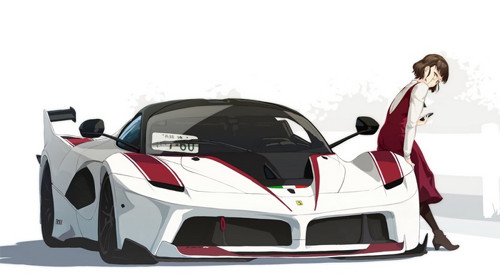 vehicle, Ferrari FXXK, anime girls, car