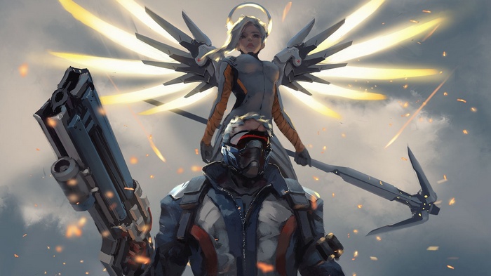 Soldier: 76 and Mercy from Overwatch by WLOP