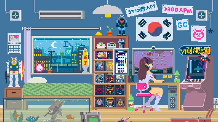 Overwatch, South Korea, pixels, Diablo, Mobile Suit Zeta Gundam, robot, lava lamp, video games, Alien (movie), SNES, Mountain Dew, D.Va (Overwatch)