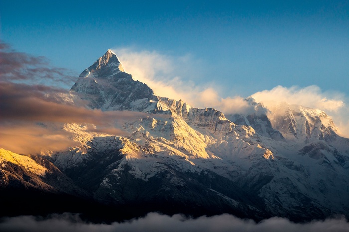 Machhapuchhre mountain in Nepal at sunrise