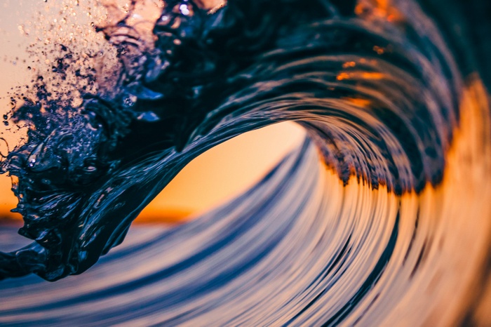 Close-up of a breaking ocean wave