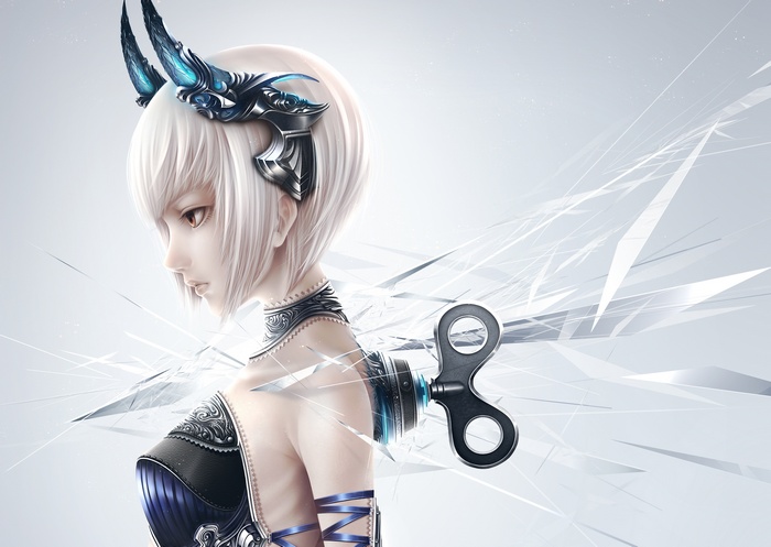 Anime girl with wind-up key on back