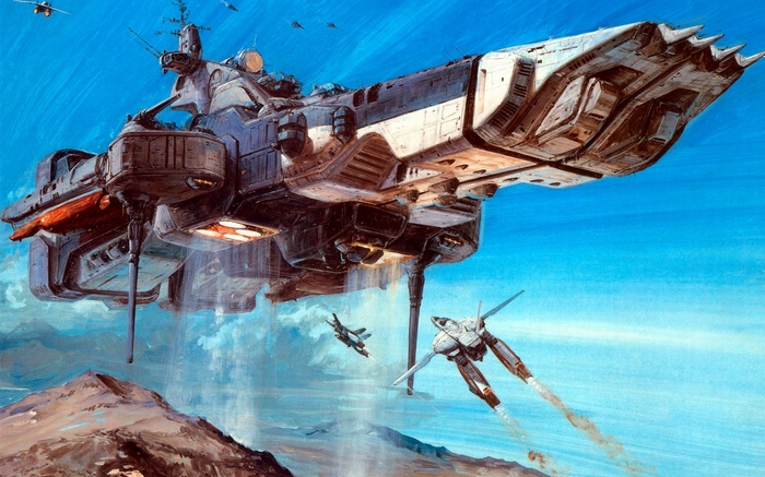 Super Dimension Fortress Macross SDF-1 anime art