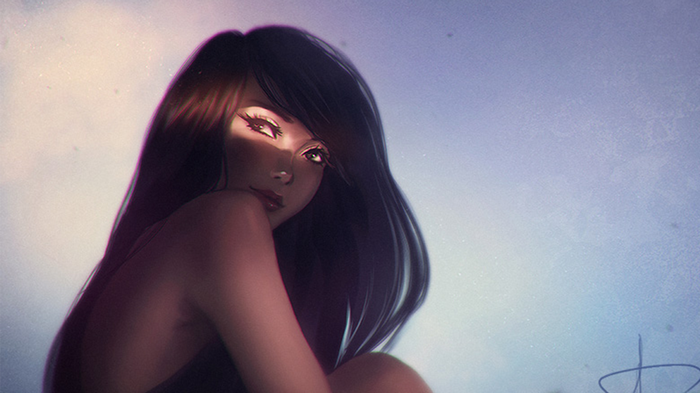Artwork of a brunette woman