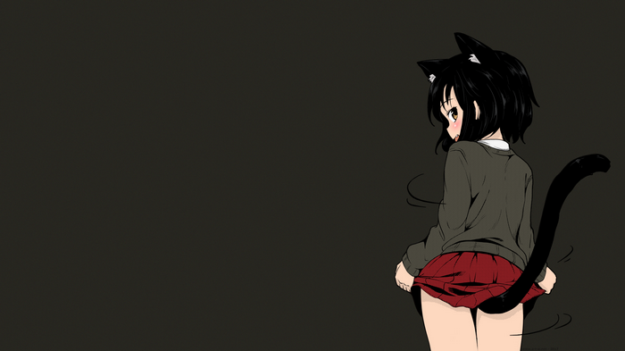 anime, short skirt, schoolgirl, cat ears, Broiler, school uniform, short hair, manga, cat tail, cat girl, anime girls