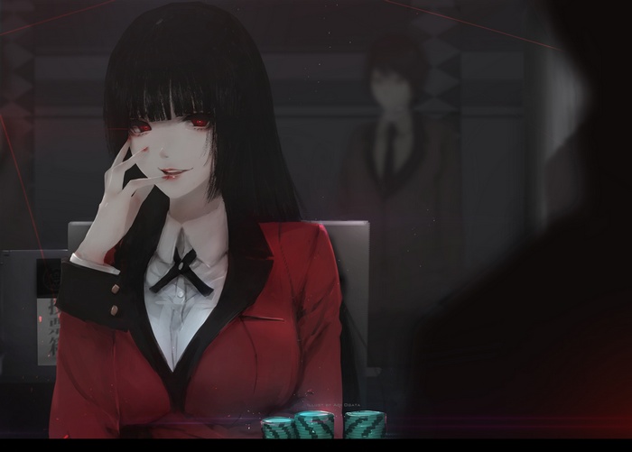 Yumeko Jabami from Kakegurui at a gambling table