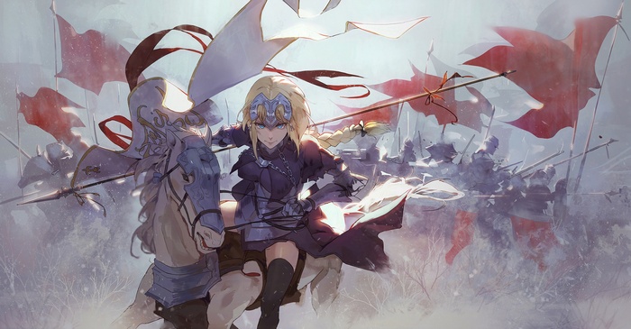 Jeanne d'Arc from Fate/Apocrypha on horseback