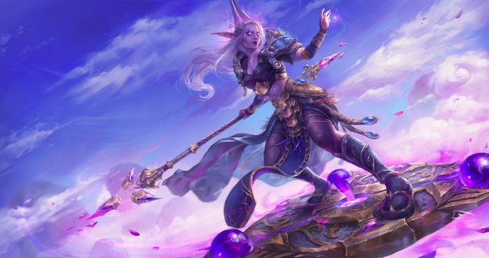 Night Elf sorceress with staff from World of Warcraft