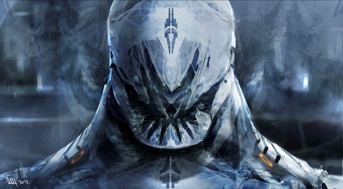 Sci-fi character with crystalline armor