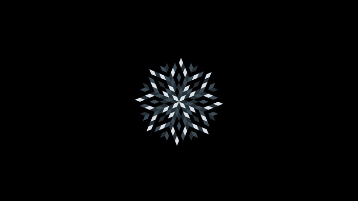 Geometric snowflake pattern on black background