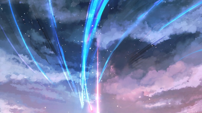 Anime clouds with light streaks