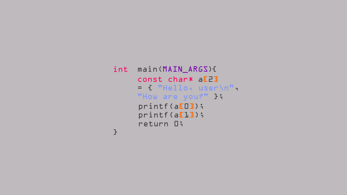C code snippet with string array