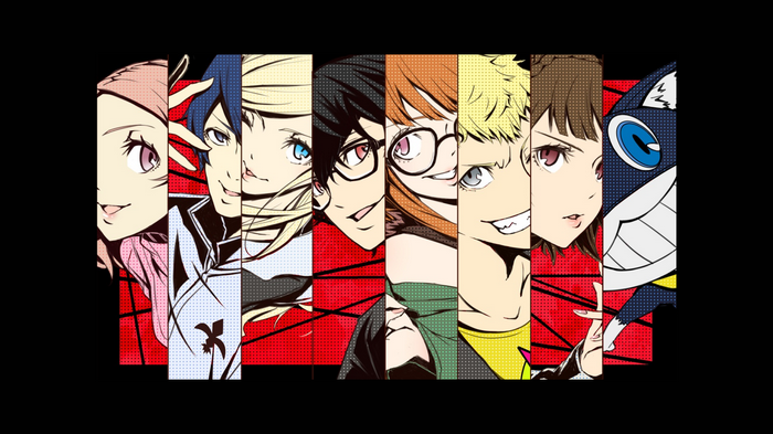 Persona 5 characters: Haru, Morgana, Anne, Makoto, Futaba, Ryuji, Protagonist