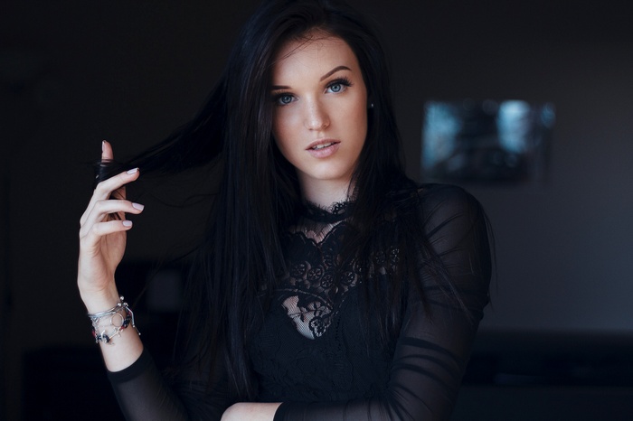 Woman with long dark hair