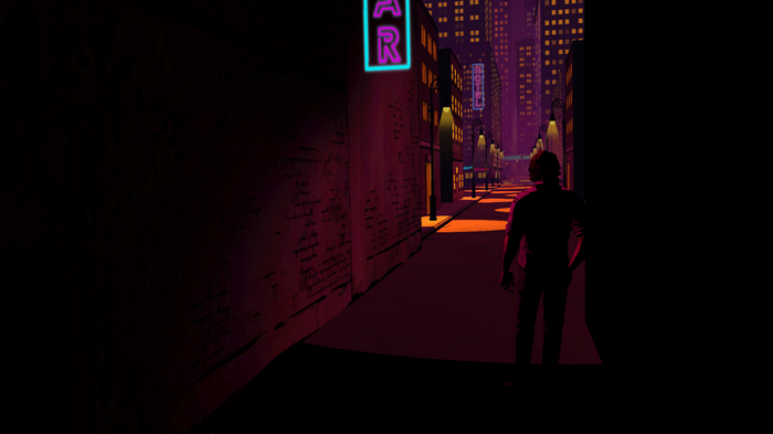 Bigby Wolf from The Wolf Among Us in a dark alley