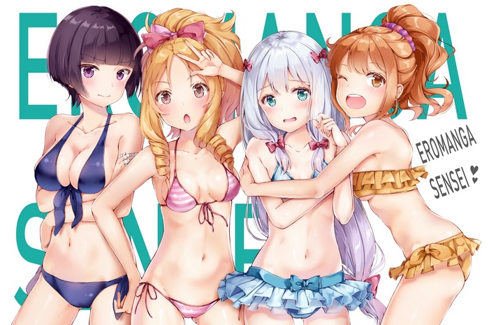 Eromanga Sensei characters in bikinis