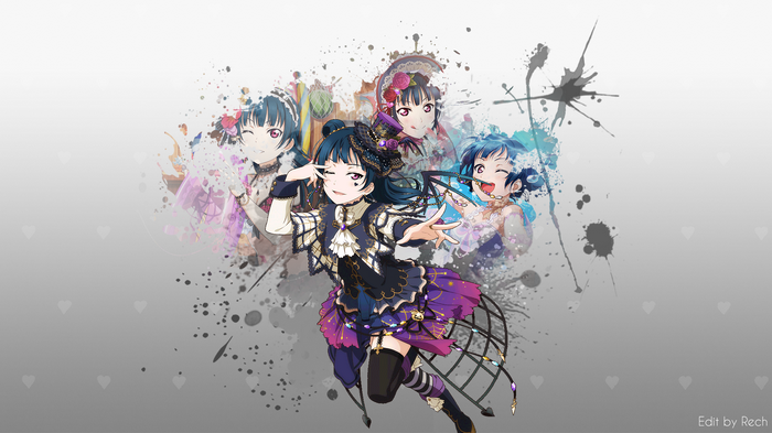 Love Live! Sunshine characters with splatter art