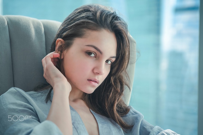 Portrait of Maria Demina with sensual gaze