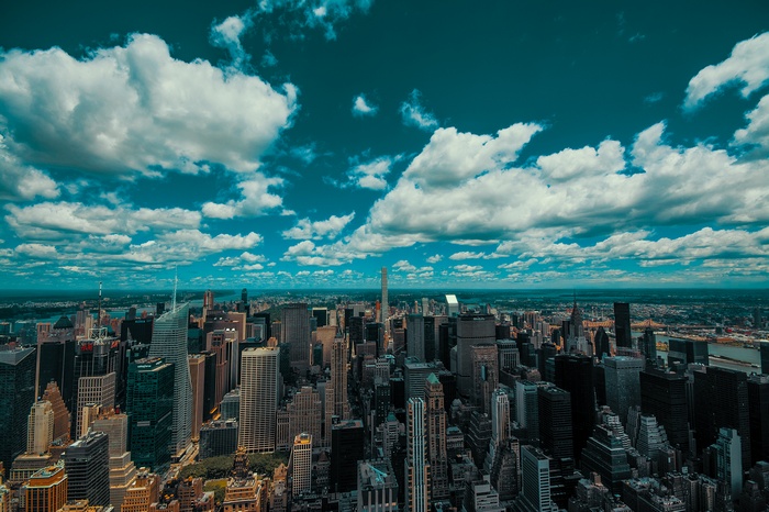 New York City Skyline with Clouds
