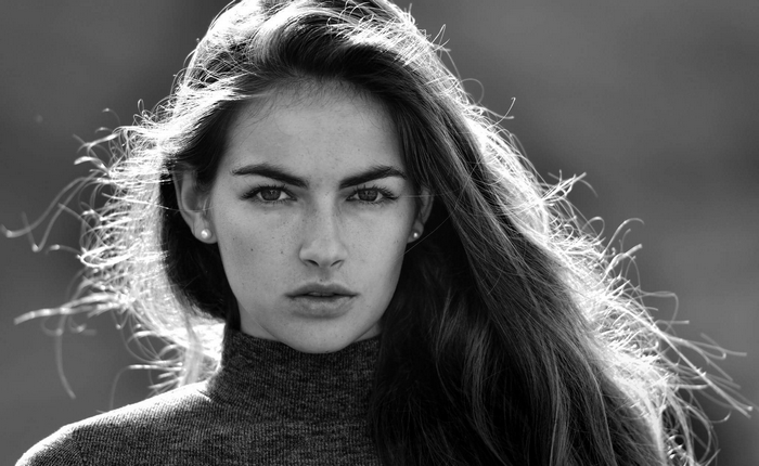 women, looking at viewer, Peter Müller, monochrome, face
