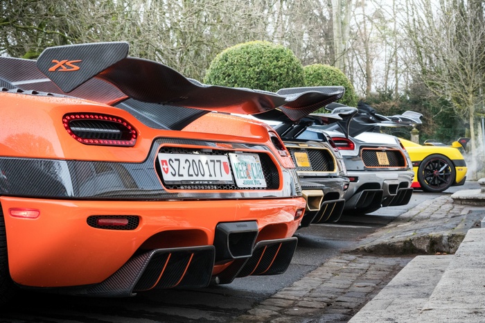 Koenigsegg Agera XS and One:1 cars in a row