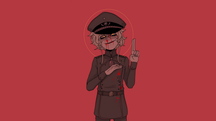 Tanya Degurechaff from Youjo Senki with blood