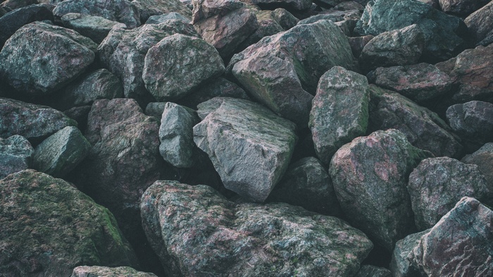 A pile of large, rough rocks
