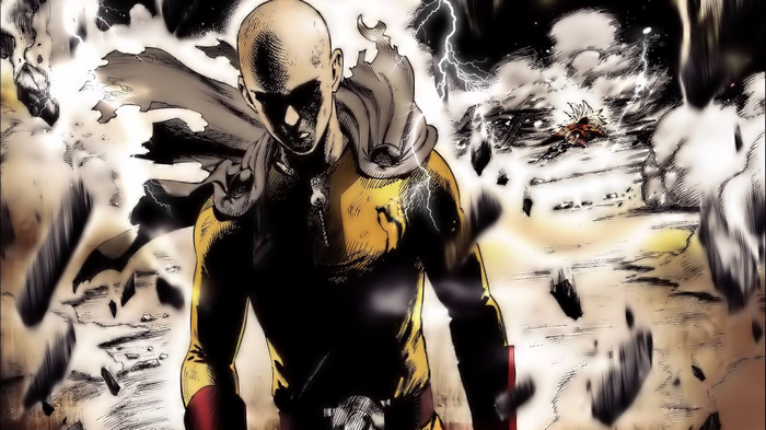 Saitama from One-Punch Man in battle