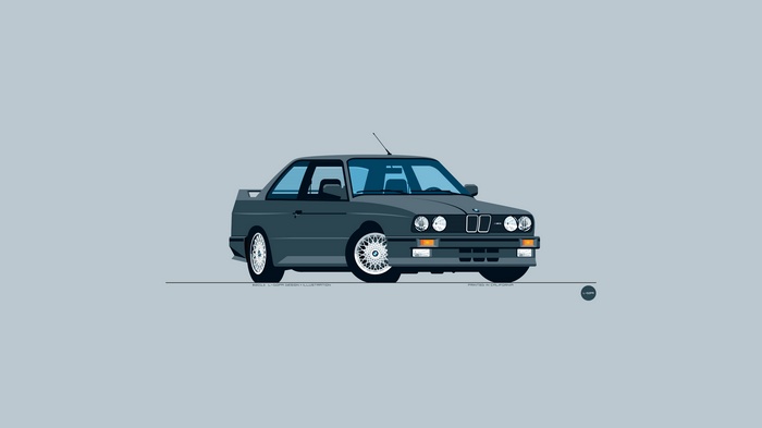 BMW M3 E30 illustration on a simple background