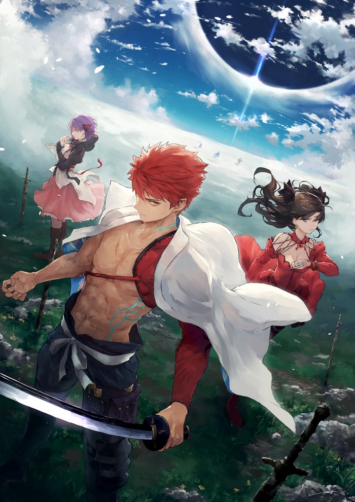Shirou Emiya, Rin Tohsaka, and Sakura Matou from Fate Series