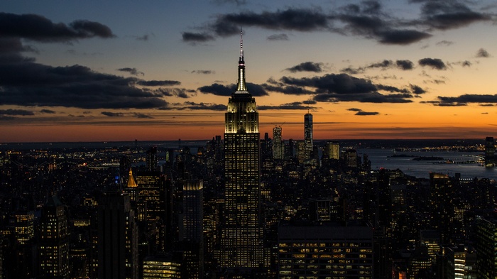 Empire State Building at dusk, New York City cityscape