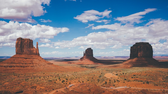Monument Valley landscape with buttes and clouds