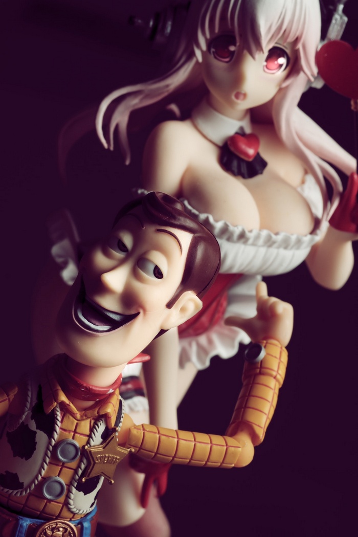 Woody from Toy Story with anime figure