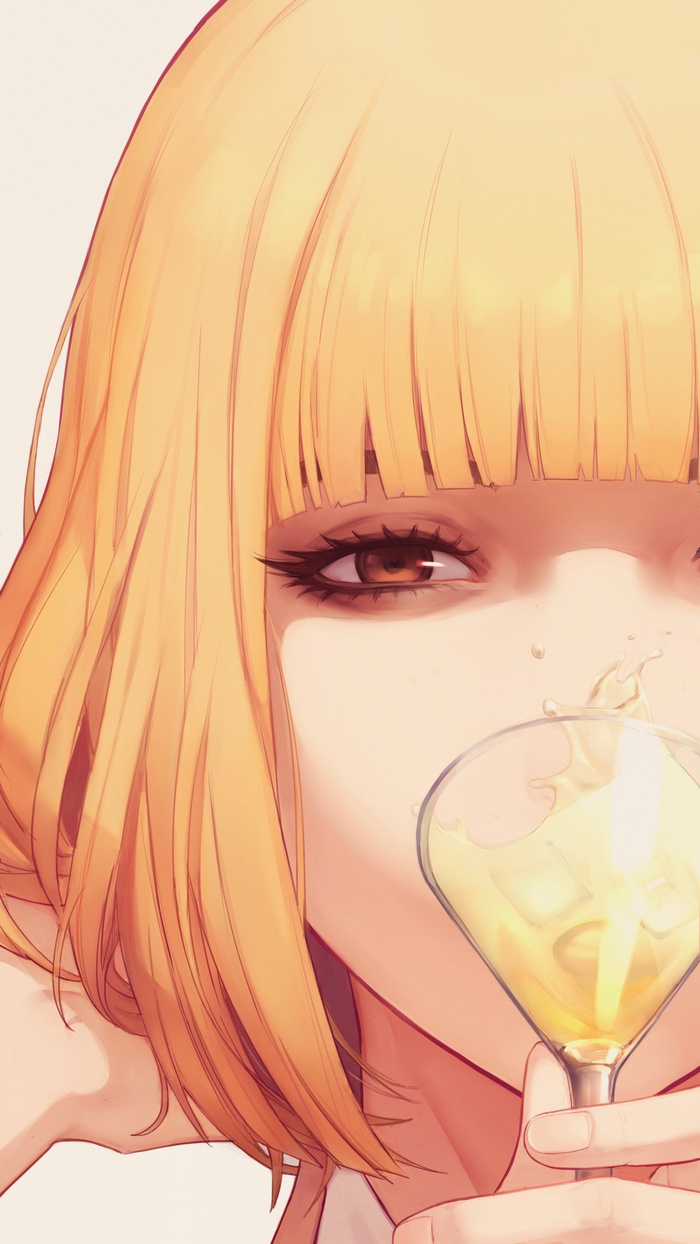 Midorikawa Hana from Prison School drinking a cocktail