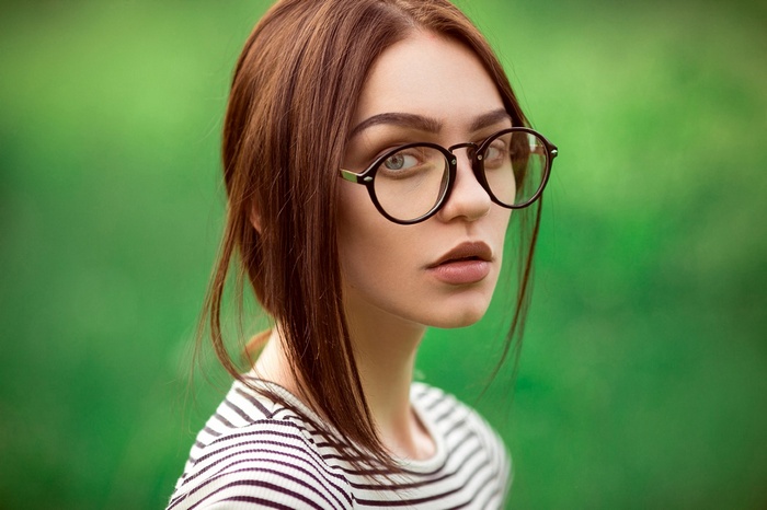 women, glasses, depth of field, portrait, face, women outdoors, women ...