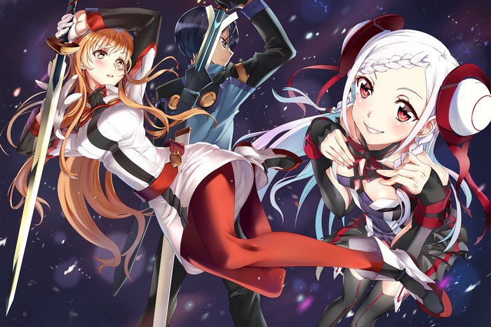 Asuna, Kirito, and Yuna from Sword Art Online