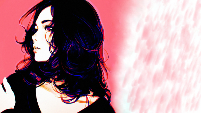 Anime girl with black hair by Ilya Kuvshinov