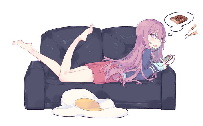 Karasuma Chitose from Girlish Number on a couch