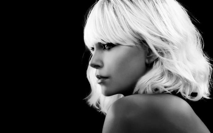 Charlize Theron actress monochrome portrait