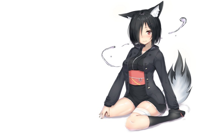 Anime girl with fox ears and tail