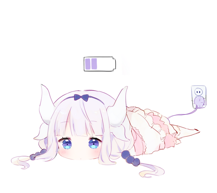 Kanna Kamui from Kobayashi-san Chi no Maid Dragon charging battery