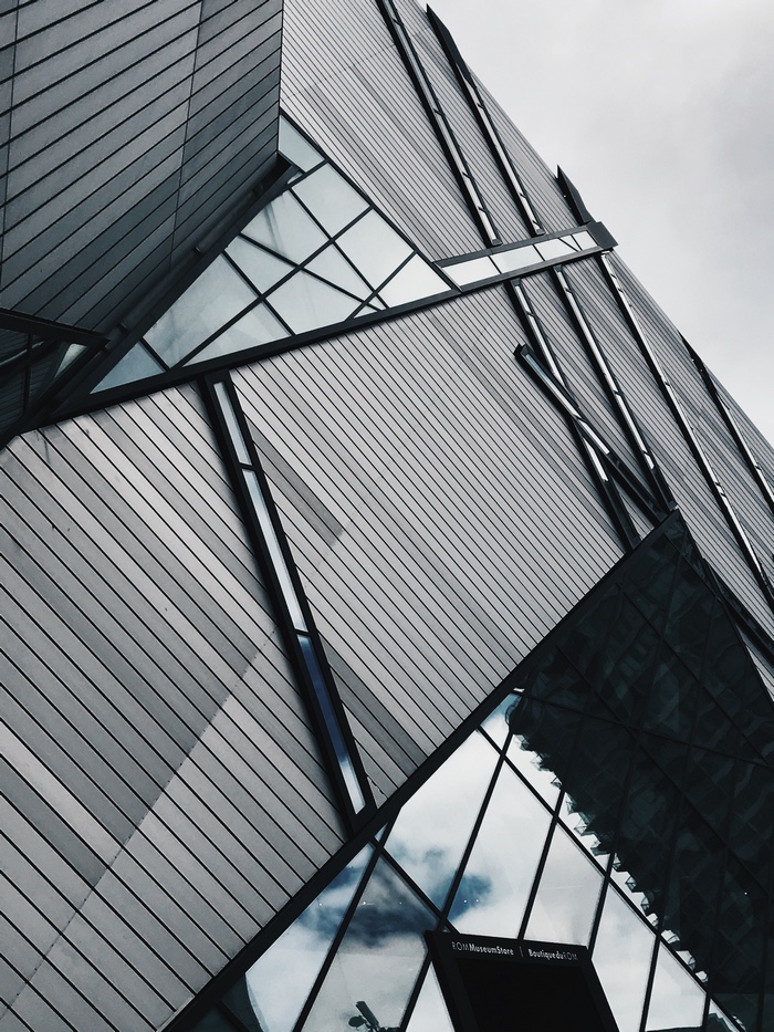 Modern architecture with glass and metal facade