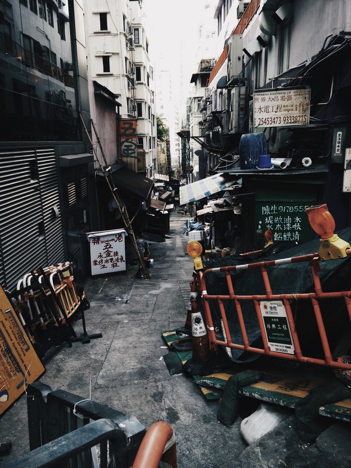 Alleyway construction site in Hong Kong