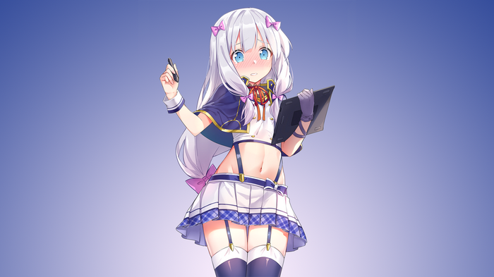 Izumi Sagiri, anime girls, Eromanga-sensei, Rokudenashi Majutsu Koushi to Akashic Records, crossover, thigh-highs