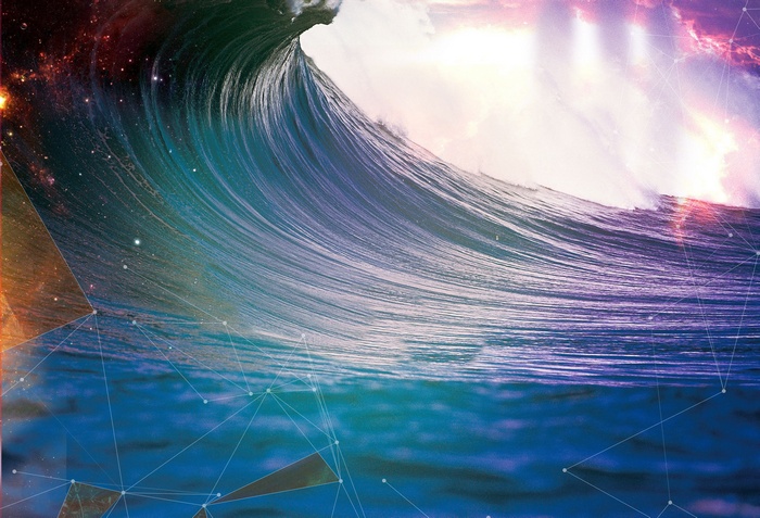 Abstract wave with cosmic and geometric elements