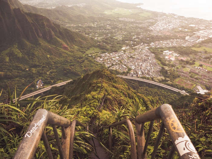 Stairway to Heaven hike overlooking Kaneohe, Oahu