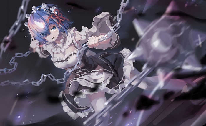 Rem from Re:Zero holding chains