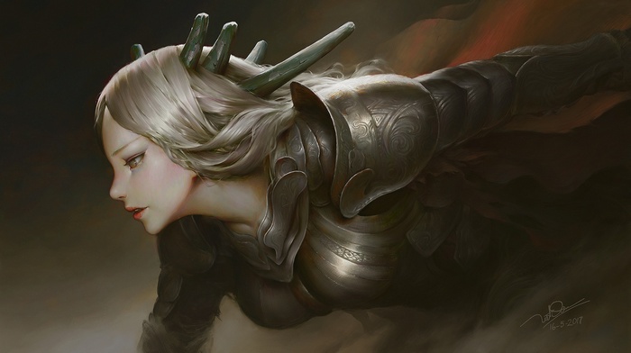 Fantasy warrior woman in ornate armor